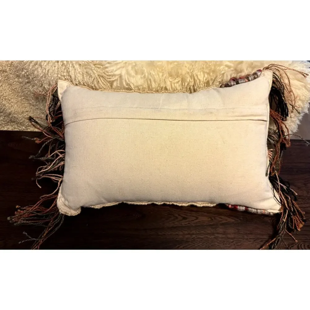Loloi Wool Cotton‎ Earthy Boho Embroidered Throw Pillow Rectangular 13